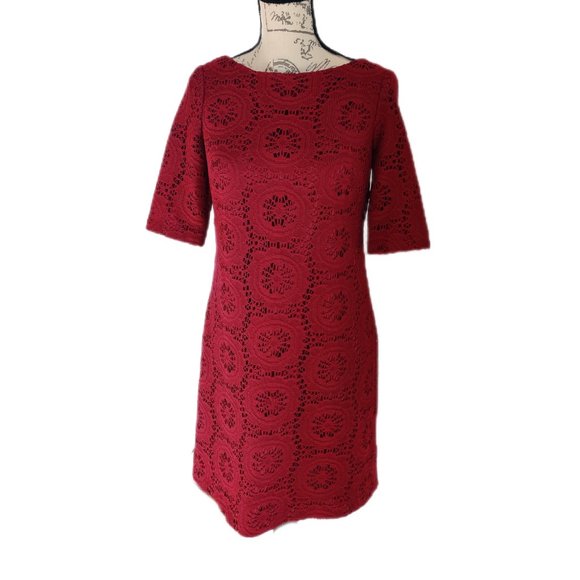 Adrianna Papell Dresses & Skirts - Adrianna Papell Crochet Red Burgundy Cocktail Wedding Dress Size 6
